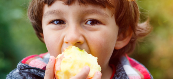 Child eating apple